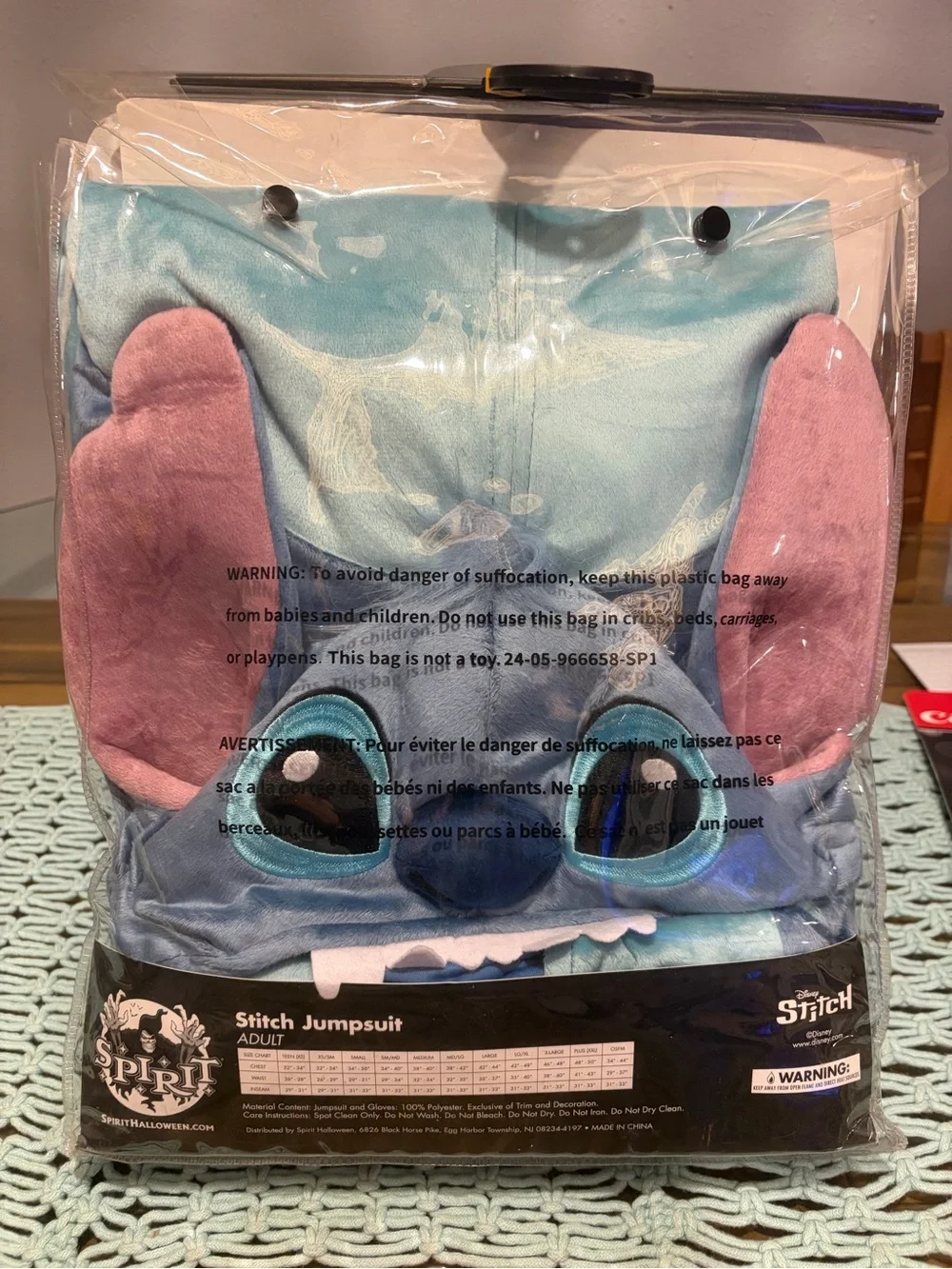 Spirit Disney Stitch Plush Jumpsuit Costume - Blue and Light Blue